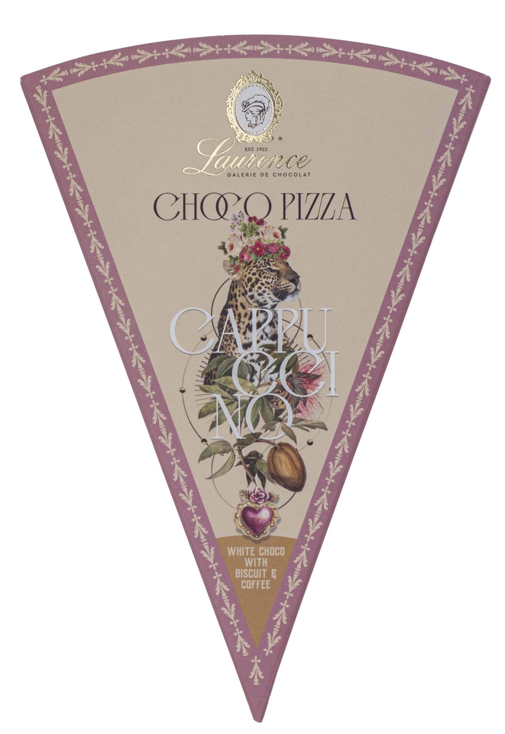 Laurence Pizza Tafelschokolade weiße Schokolade Bisquit & Cappucino Packung Laurence Pizza Tafelschokolade weiße Schokolade Bisquit & Cappucino Packung