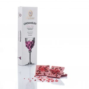 Laurence Chommelier Ruby-Tafelschokolade mit Granatapfel und Erdbeere für Roséwein Packung