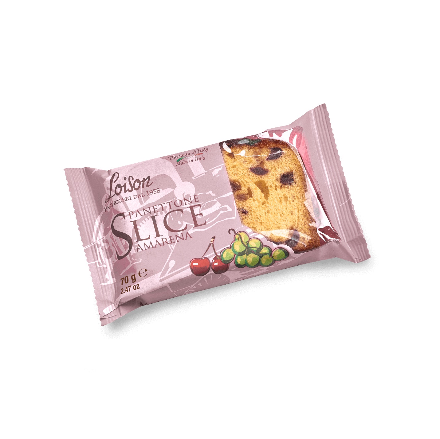 Loison Panettone Amarena Scheibe in der Verpackung Loison Panettone Amarena Scheibe in der Verpackung