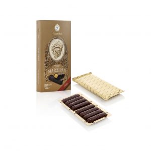 Laurence Marzipan Orange Verpackung und Einzelstücke